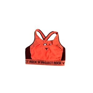 Under Armour Project Rock Sports Bra MD/M Coral Orange Crossback TrainingIt